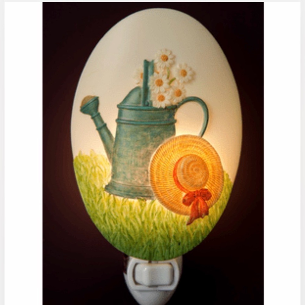 Ibis & Orchid Design Flowers of Night, watering can & hat Night Light, Rare, NIB